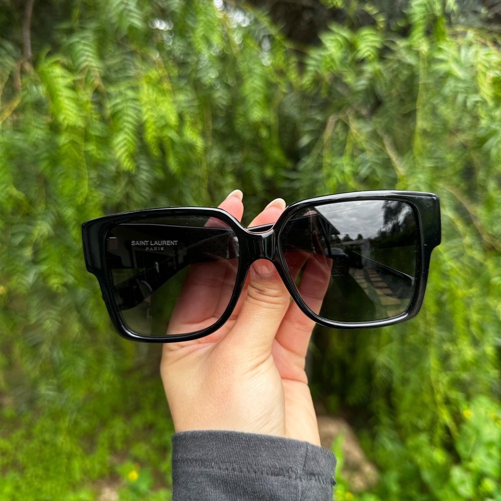 Saint Laurent Glossy Black Square Sunglasses